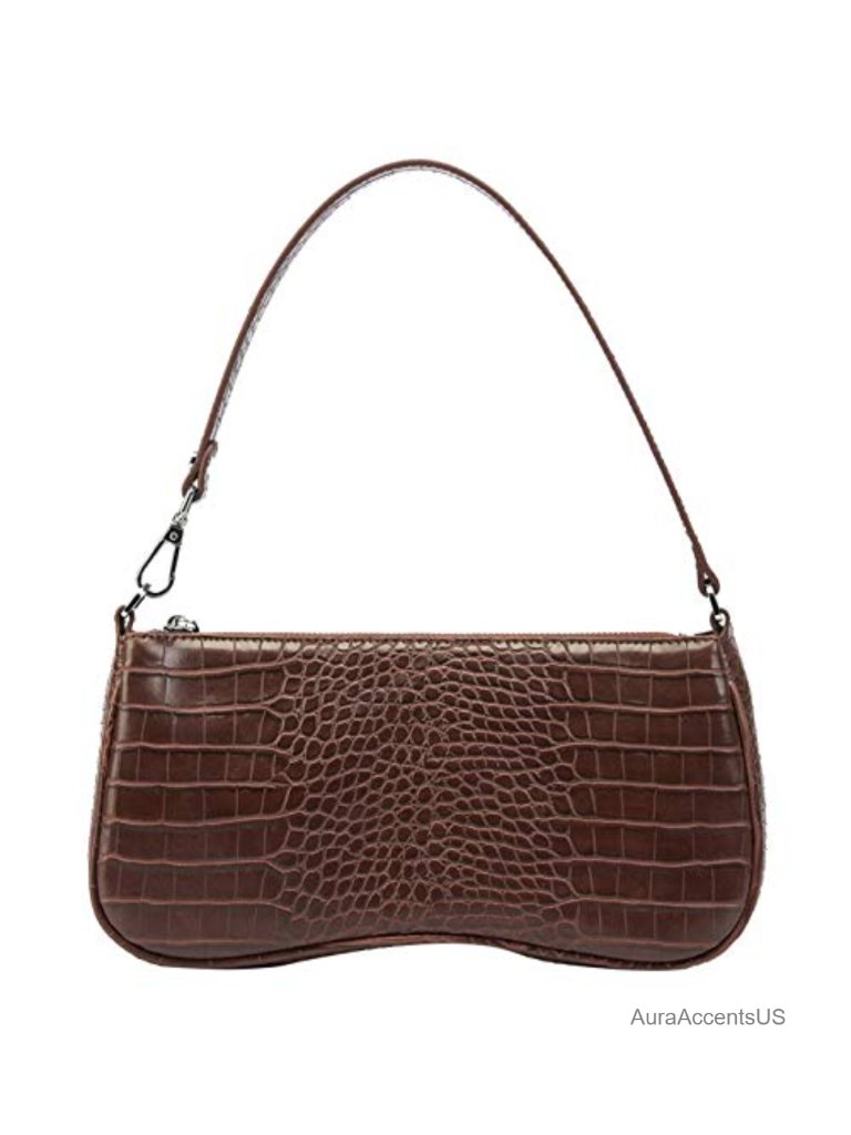 Vegan Leather Shoulder Bag With Zip Closure And Interior Pocket